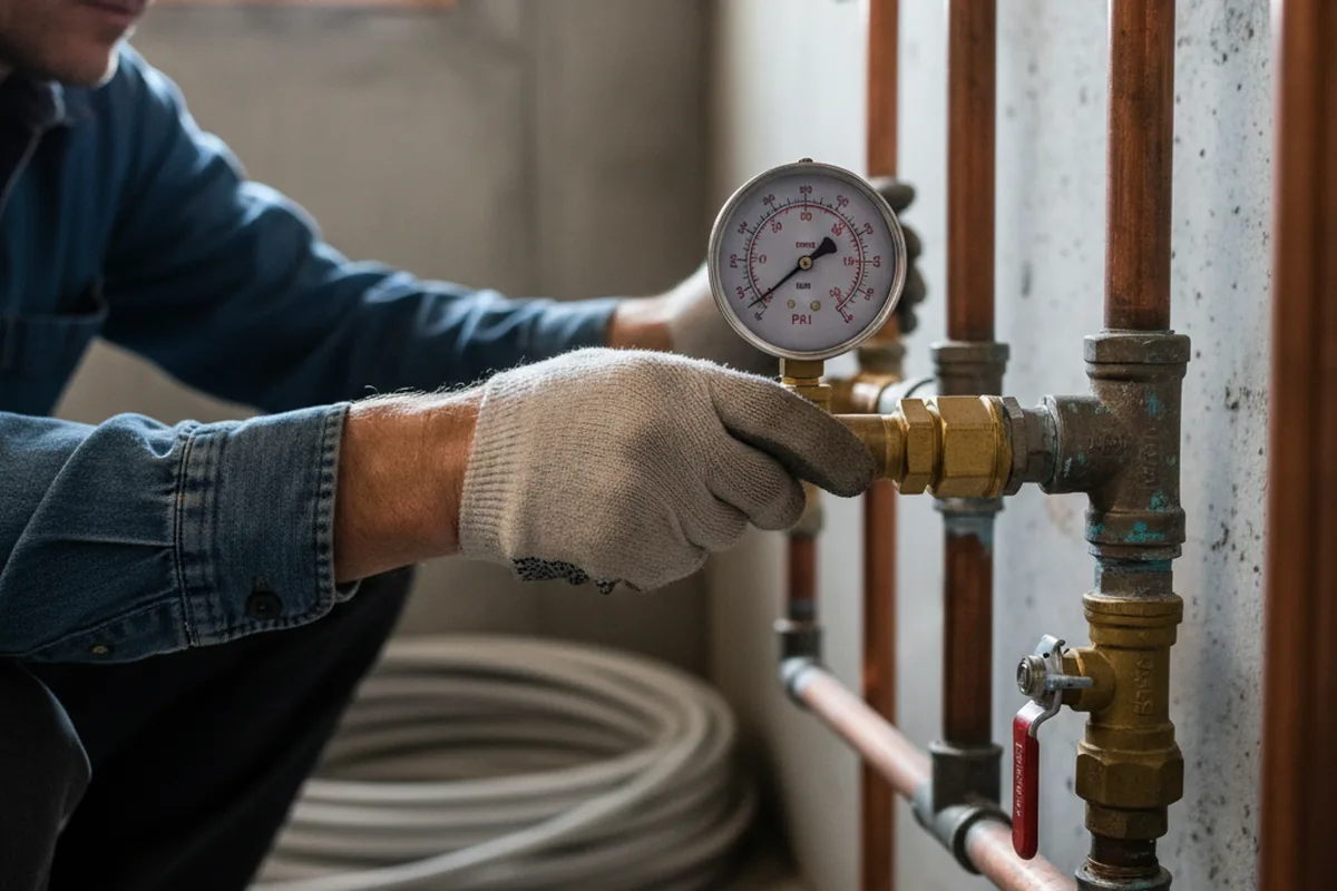 Pressure testing a repaired line during Water Line Repair in Sherburne